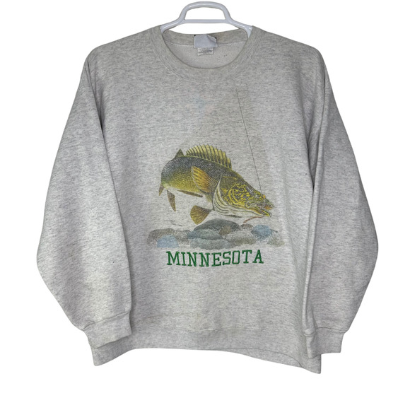 Lee Other - Vintage Lee Sweatshirt Mens 2XL Gray Minnesota Fishing Walleye Crewneck USA 90s